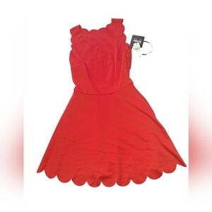 By & By Red Scalloped Dress- NWT